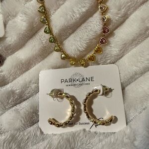 Park Lane Necklace & Hoop Earrings Set - Multicolor Hearts